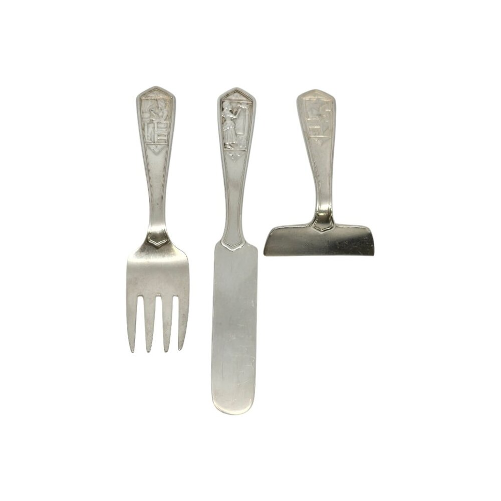 Tiffany & Co Sterling Silver Old King Cole Baby Feeding Set w/Mono #19620